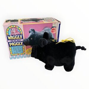 Wiggly The Pot Belly Piggly Black Walking Pig Toy with Box Vintage
